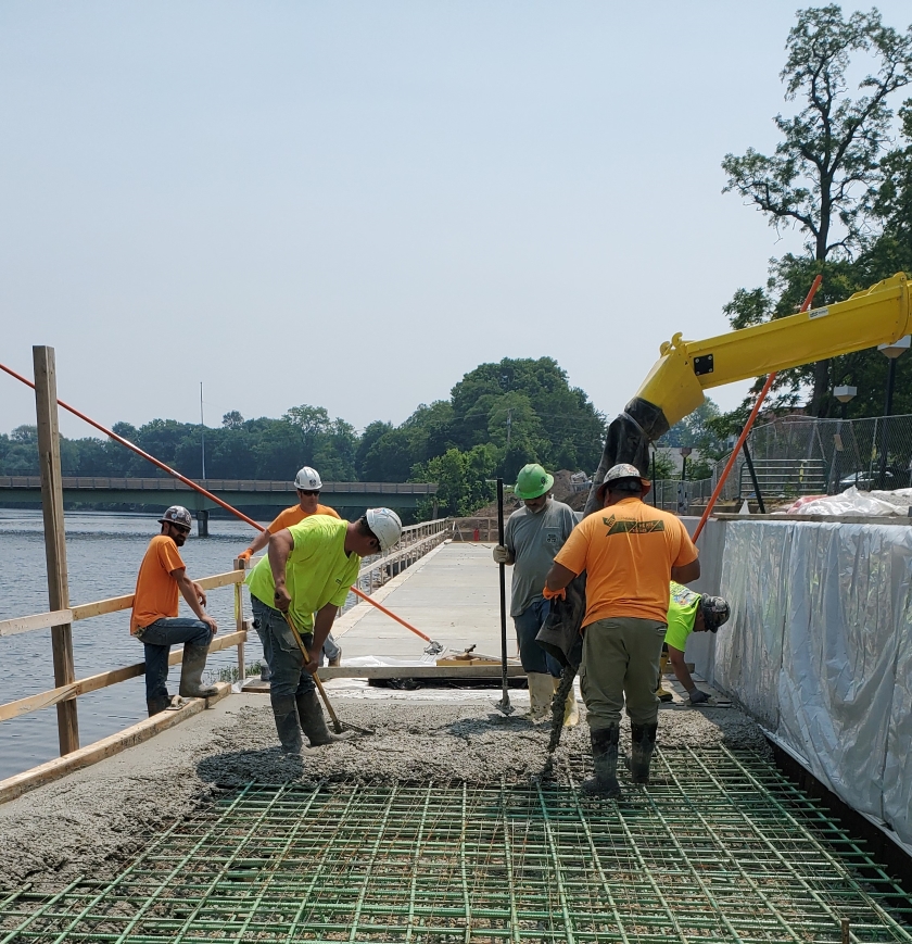 Concrete team in action - Mishawaka Riverwalk