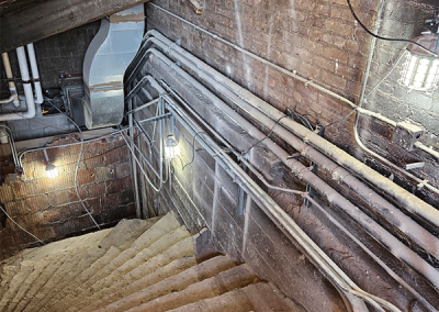 Old concrete stairs at the Morris Performing Arts Center in South Bend