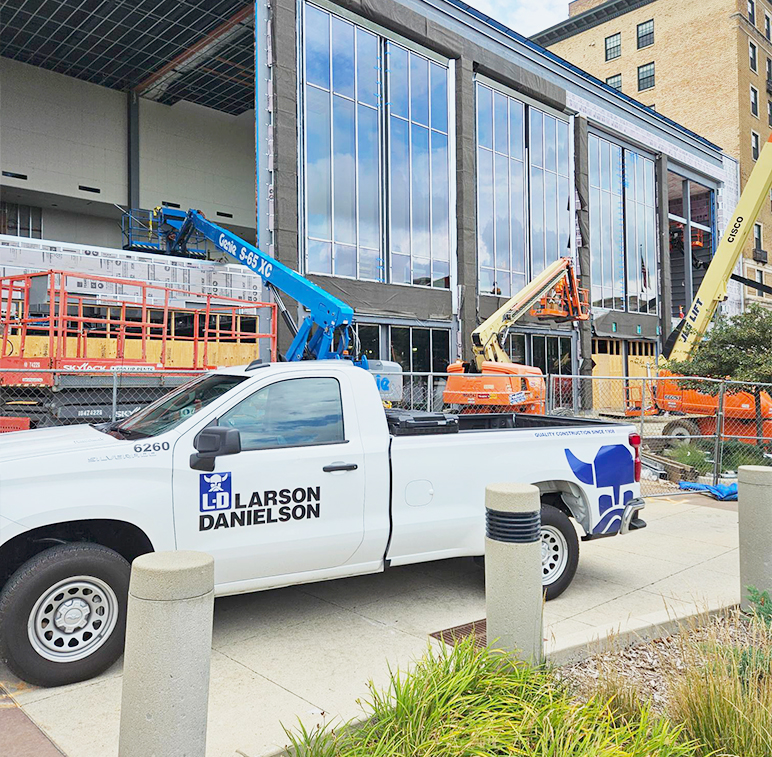 Larson-Danielson truck at a general contracting project site
